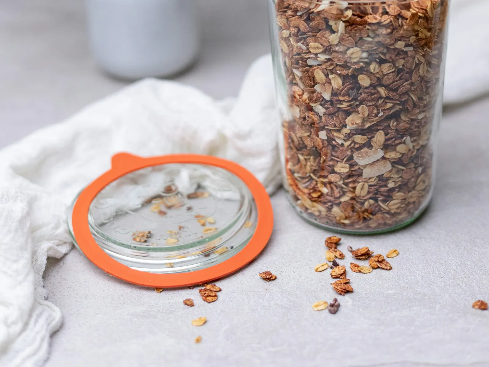 Jar of homemade high protein granola