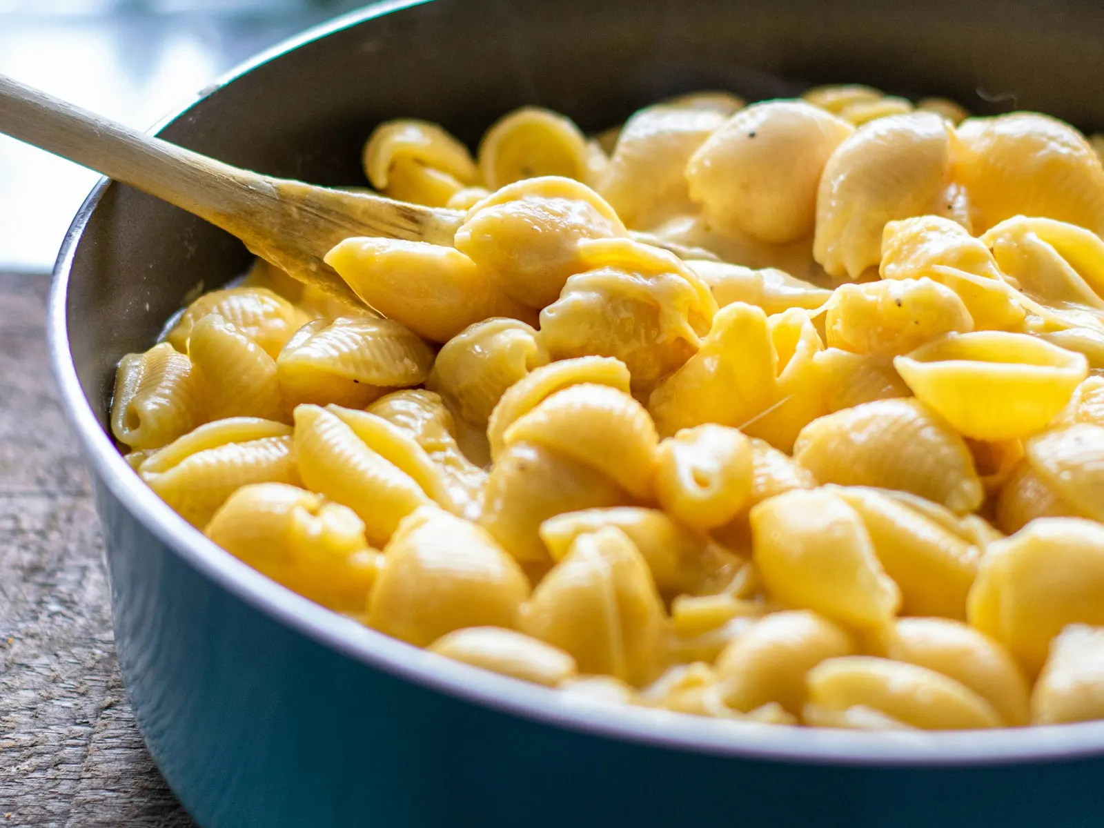Creamy high protein mac and cheese in a pot