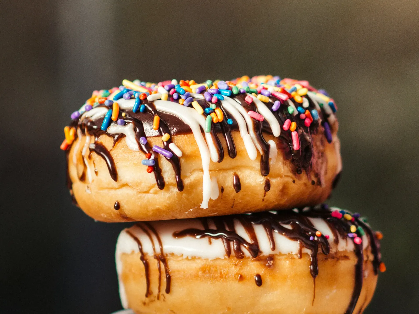 Stack of chocolate-glazed donuts
